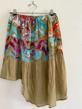 Santiki Batik Asymmetric Tiered Skirt Medium NWT